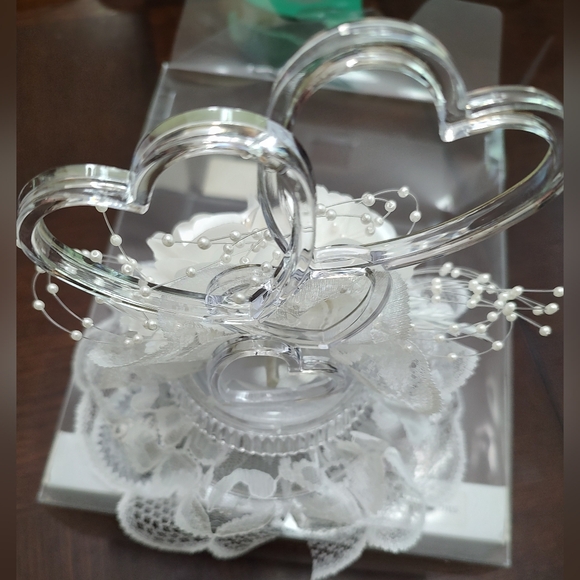 Wilton Simple Joys Wedding Cake Topper #103-150 Hearts Lace Roses Ellen Williams - Picture 2 of 14